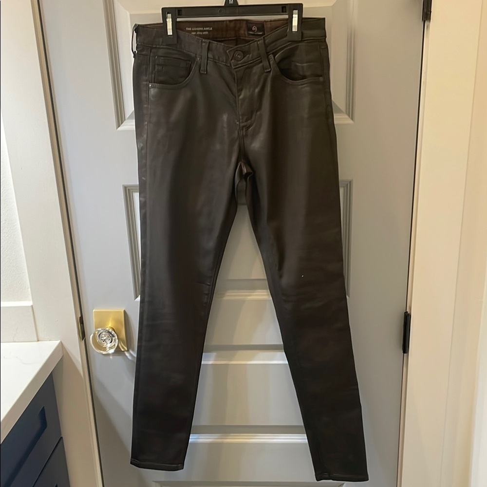 AG Adriano Goldschmied Women's Skinny Coated Jeans in Dark Brown